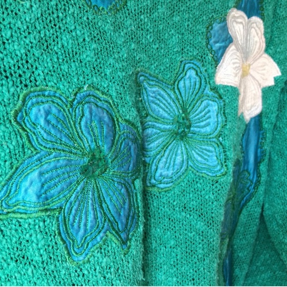 Green Vintage floral appliqué and sequin sweater - Picture 5 of 5